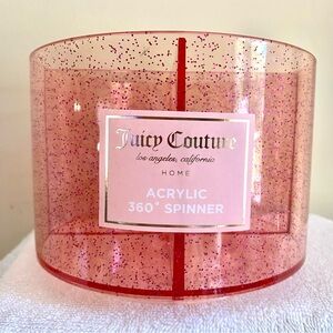 Juicy Couture Home Pink Glitter Infused 4-Section Acrylic spinner Organizer NWT